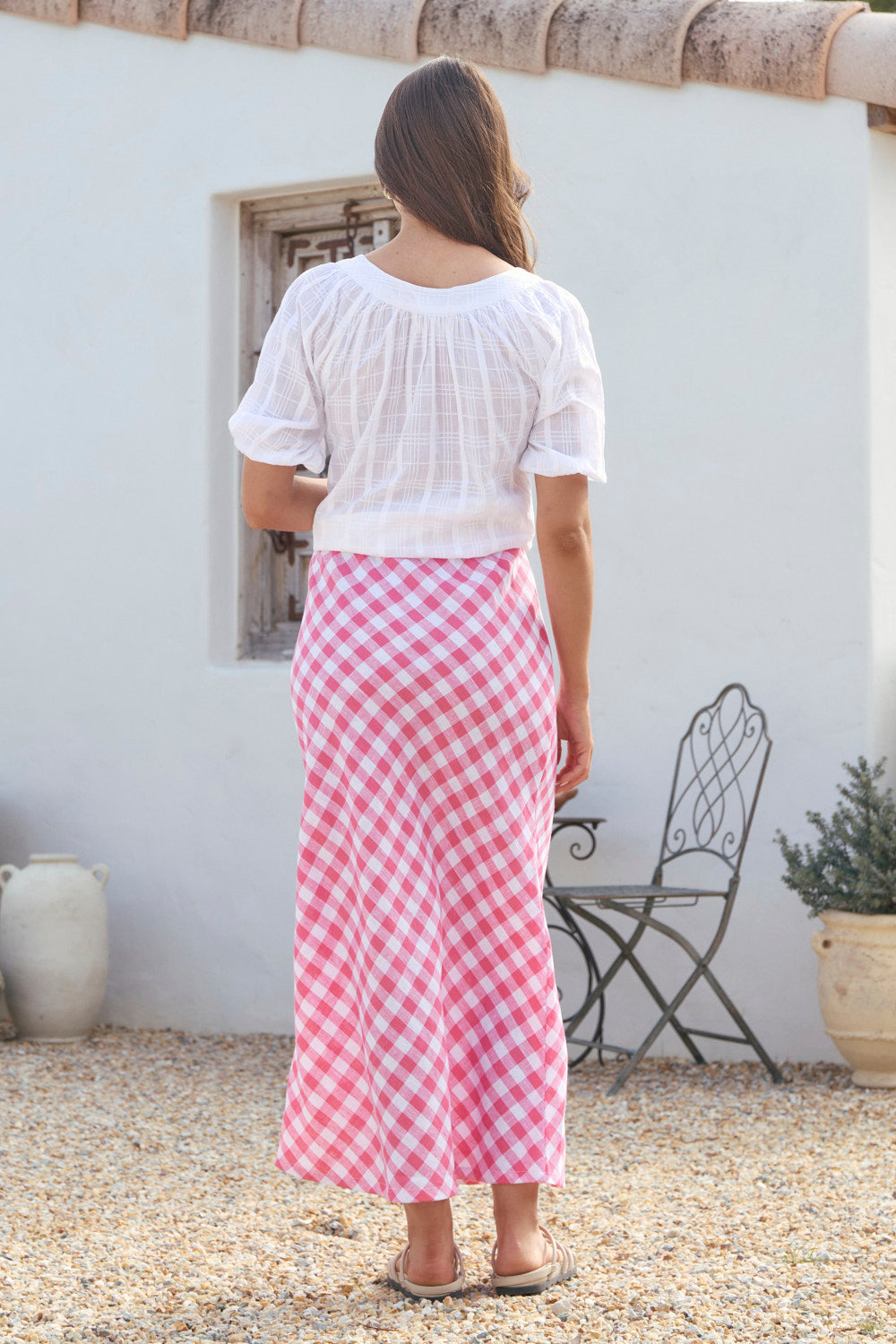 Katie Bias Cut Skirt in Treviso Pink