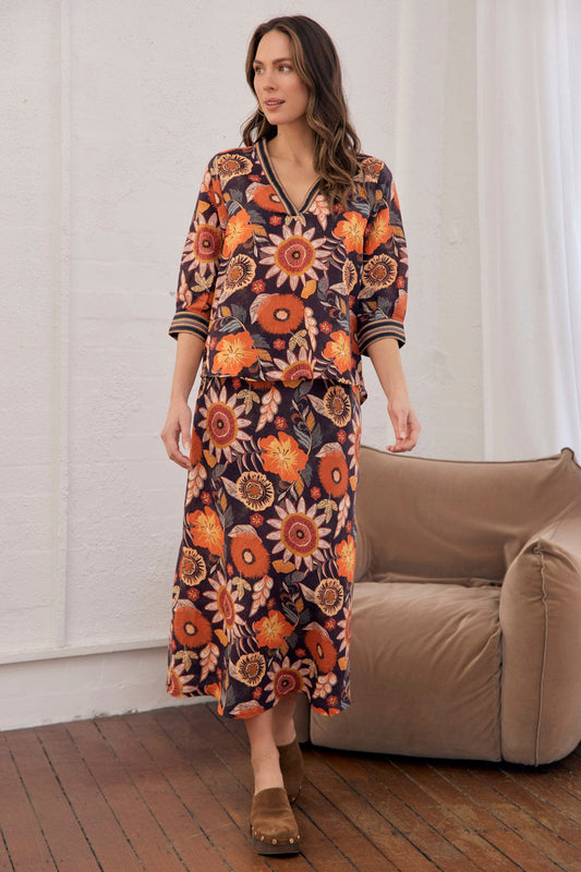 Katie Bias Cut Skirt in Abigail